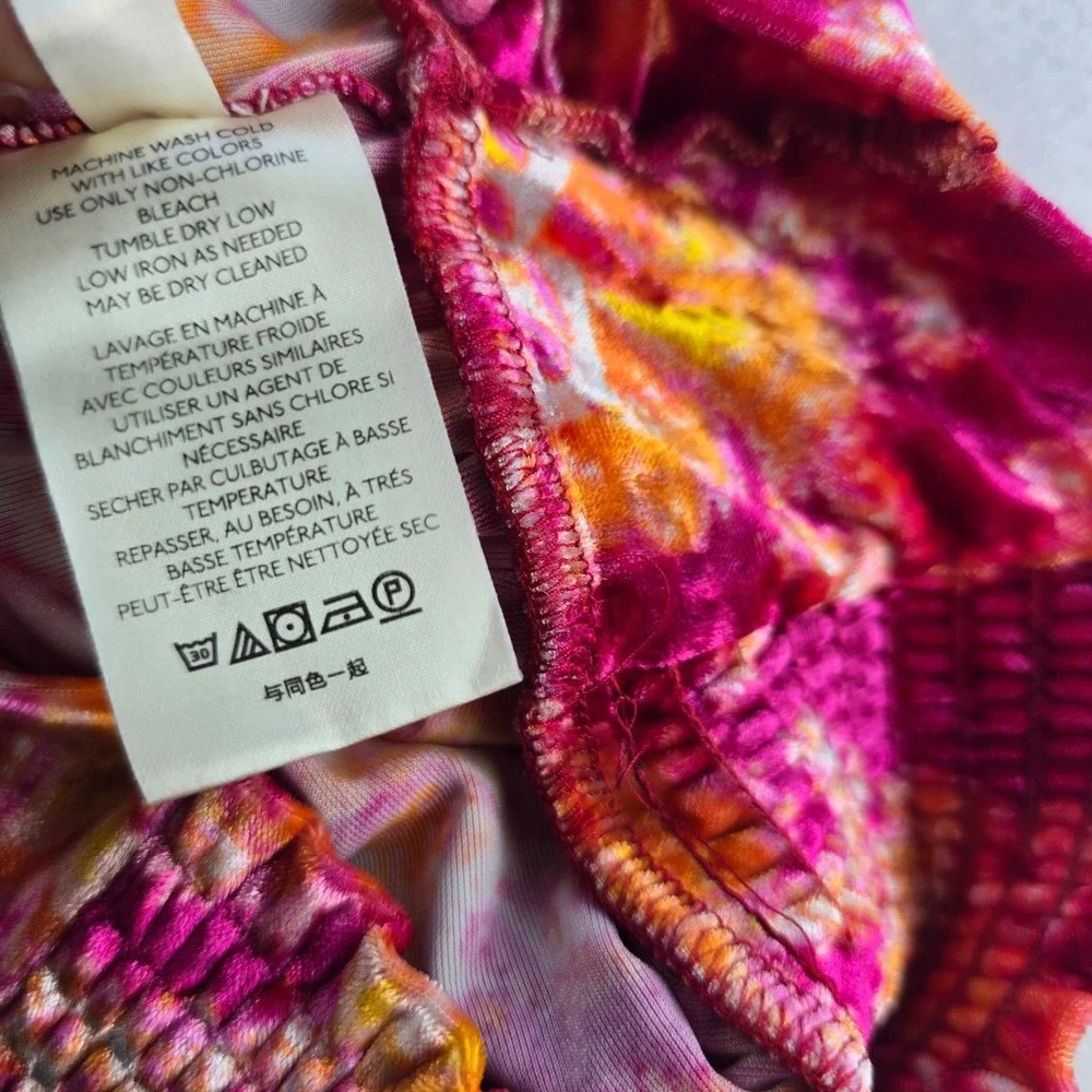 Free People -1853 Take A Break‎ Velvet Floral Orange Halter Top Blouse XS